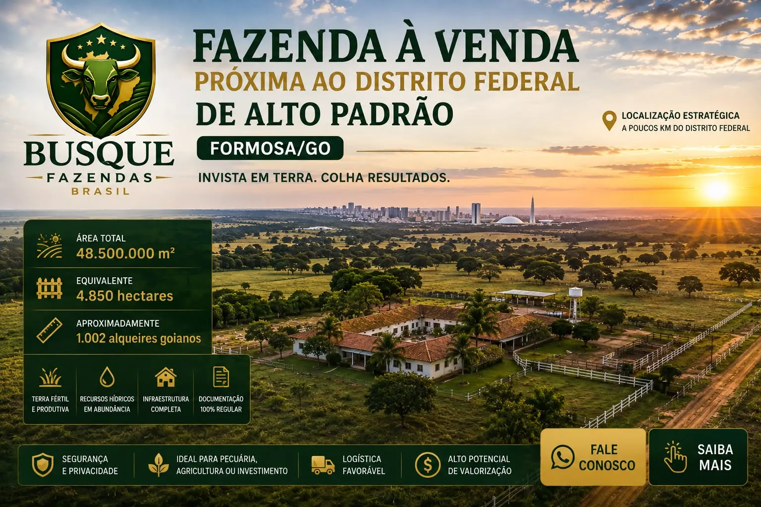 Localização em Formosa, próxima ao Distrito Federal